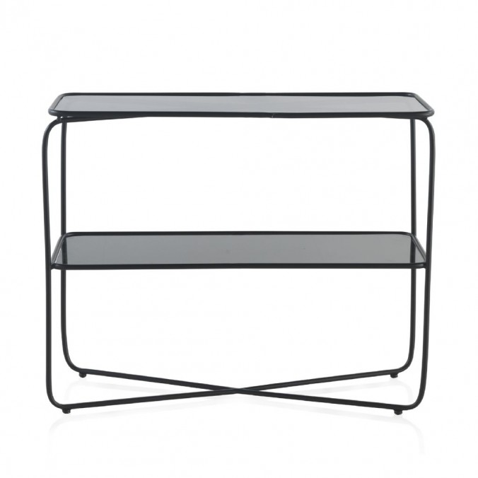 Cosola de estilo vintage industrial hierro y cristal 100x35x80h