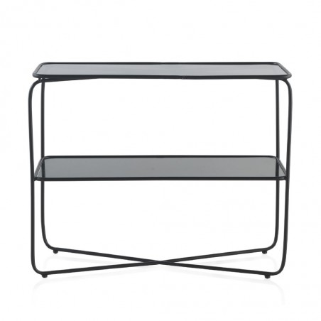 Cosola de estilo vintage industrial hierro y cristal 100x35x80h