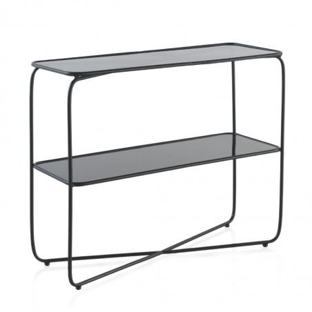 Cosola de estilo vintage industrial hierro y cristal 100x35x80h