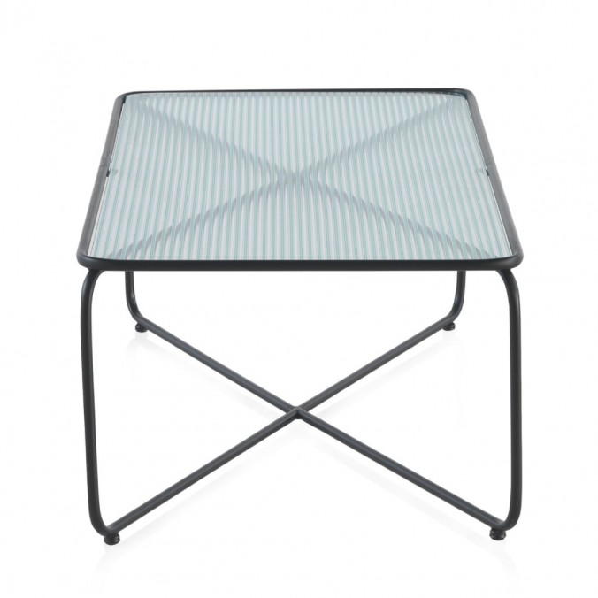 Mesa centro 110x56x38h hierro y superficie cristal