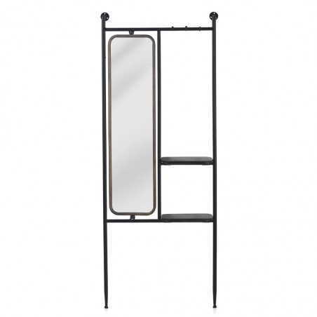 Espejo con estantes estilo vintage industrial hierro 67x19x166h