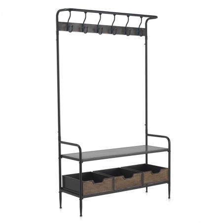 Perchero de pie con cajones estilo vintage industrial hierro 111x37x185h