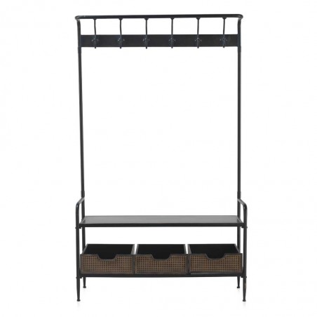 Perchero de pie con cajones estilo vintage industrial hierro 111x37x185h