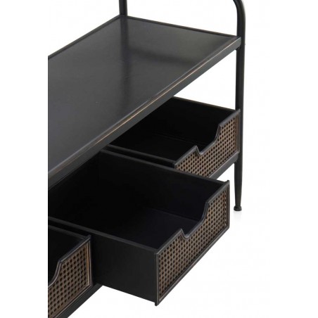 Perchero de pie con cajones estilo vintage industrial hierro 111x37x185h