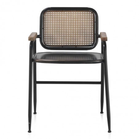 Silla de estilo vintage industrial de hierro y apoyabrazos madera 61x42x160h