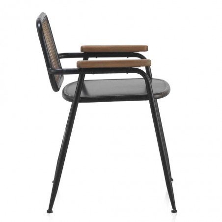 Silla de estilo vintage industrial de hierro y apoyabrazos madera 61x42x160h