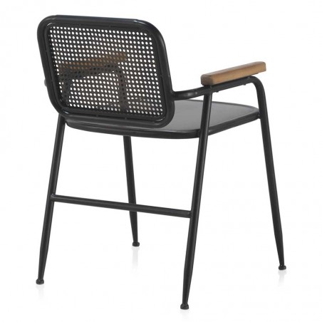 Silla de estilo vintage industrial de hierro y apoyabrazos madera 61x42x160h