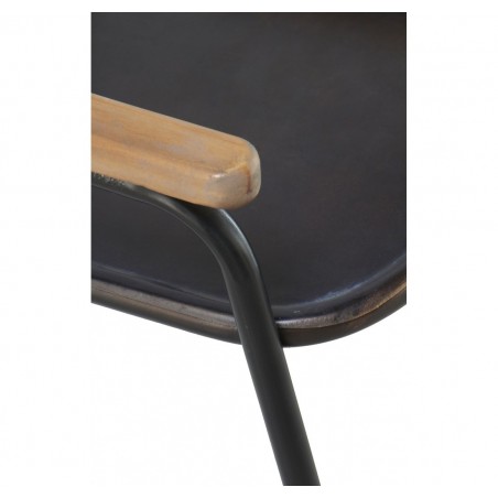 Silla de estilo vintage industrial de hierro y apoyabrazos madera 61x42x160h