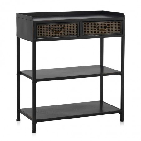 Consola con dos cajones de estilo vintage industrial hierro 75x38x85h