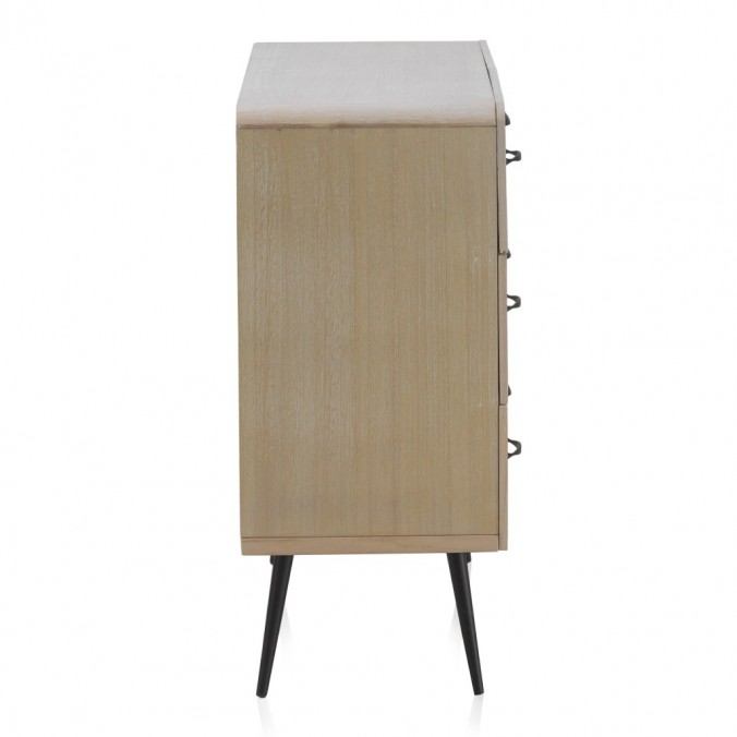 Cómoda beige claro con seis cajones estilo vintage 73x30x67h