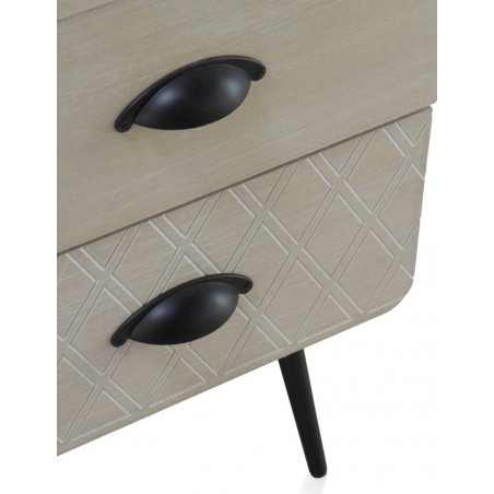 Cómoda beige claro con seis cajones estilo vintage 73x30x67h