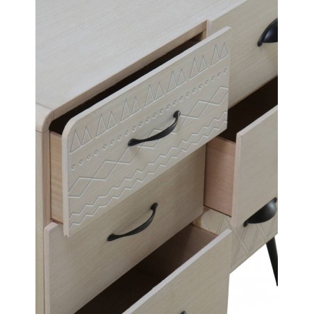 Cómoda beige claro con seis cajones estilo vintage 73x30x67h