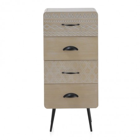 Sinfonier beige claro con cuatro cajones estilo vintage 37x30x82h