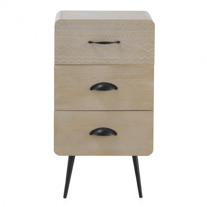 Mesilla beige claro con tres cajones estilo vintage 37x30x67h