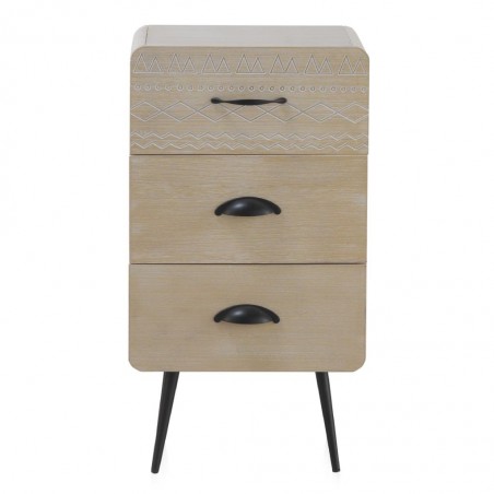Mesilla beige claro con tres cajones estilo vintage 37x30x67h