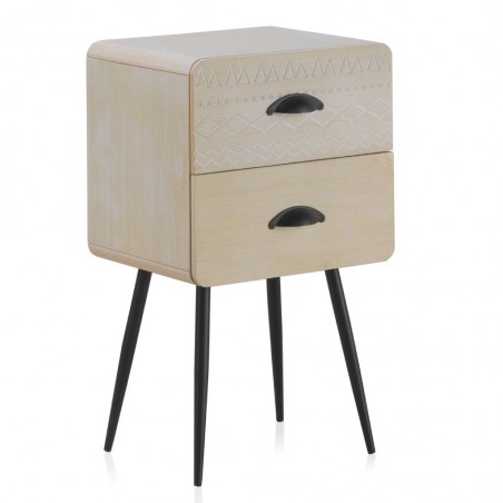 Mesilla beige claro con dos cajones estilo vintage 37x30x50h