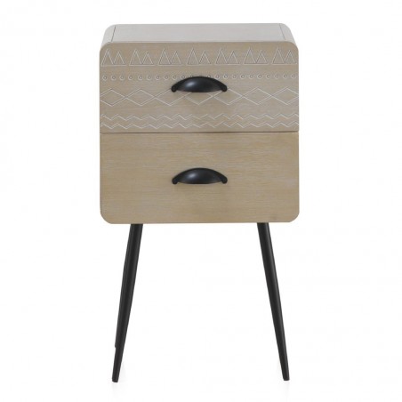 Mesilla beige claro con dos cajones estilo vintage 37x30x50h