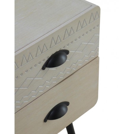 Mesilla beige claro con dos cajones estilo vintage 37x30x50h