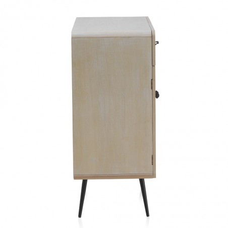 Aparador beige claro con dos puertas y dos cajones estilo vintage 76x34x78h