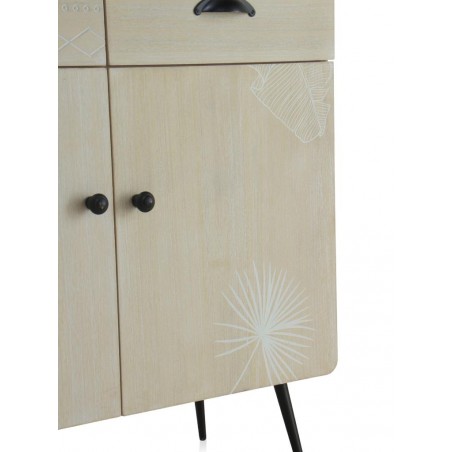 Aparador beige claro con dos puertas y dos cajones estilo vintage 76x34x78h