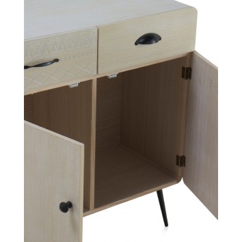 Aparador beige claro con dos puertas y dos cajones estilo vintage 76x34x78h 2