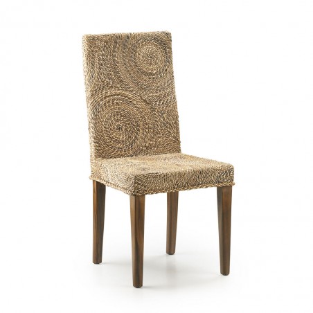 Silla de comedor ratán círculos y caoba 46x50x100h