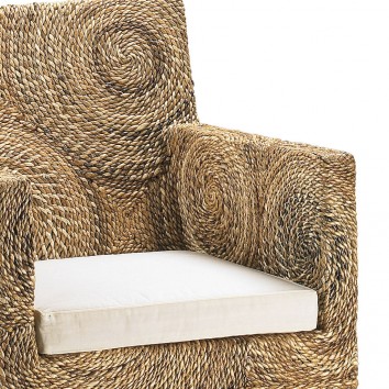 Sillón de ratán diseño círculos y caoba 56x60x85h 2