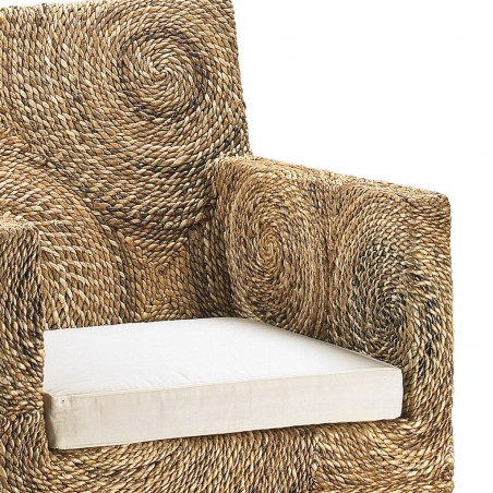 Sillón de ratán diseño círculos y caoba 56x60x85h