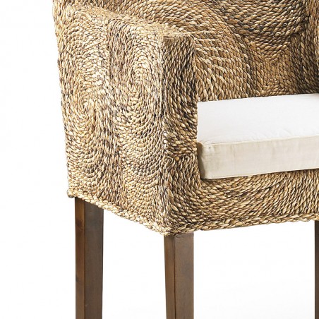 Sillón de ratán diseño círculos y caoba 56x60x85h