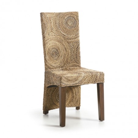 Silla de comedor ratán círculos con faldón 47x54x100h