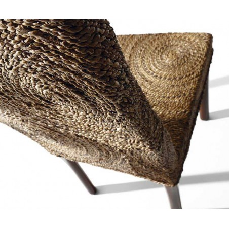 Silla de comedor ratán círculos y caoba 46x50x100h