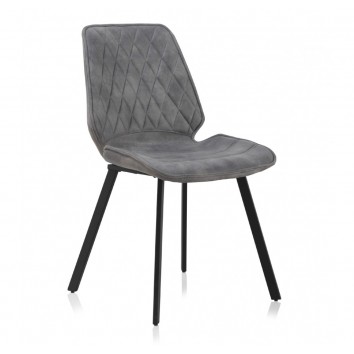 Silla estilo vintage tapizado rombo gris claro - 48x57x84h