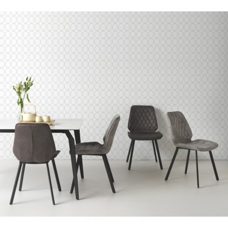 Silla estilo vintage tapizado rombo gris claro - 48x57x84h