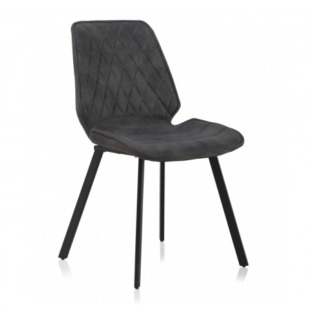 Silla estilo vintage tapizado rombo gris oscuro - 48x57x84h