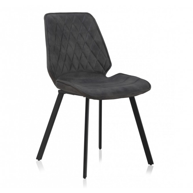 Pack 4 sillas estilo vintage tapizado rombo gris oscuro - 48x57x84h