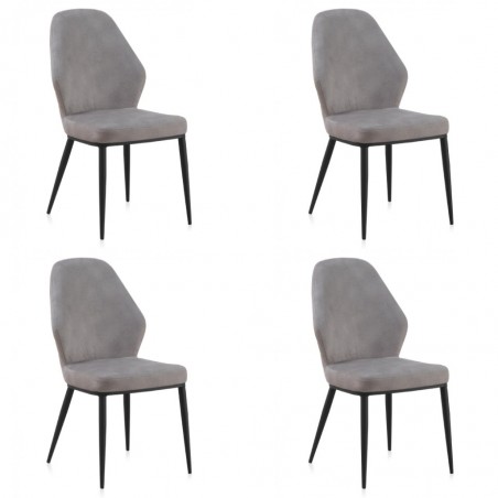 Pack 4 sillas estilo vintage tapizado liso gris claro - 48x59x93h