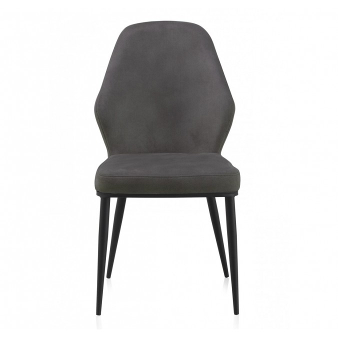 Silla estilo vintage tapizado liso gris oscuro - 48x59x93h