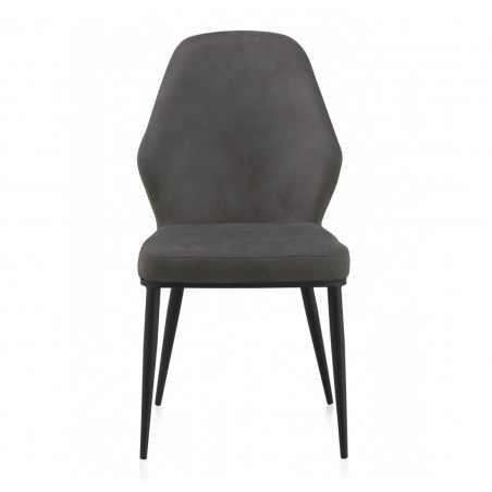 Pack 4 sillas estilo vintage tapizado liso gris oscuro - 48x59x93h