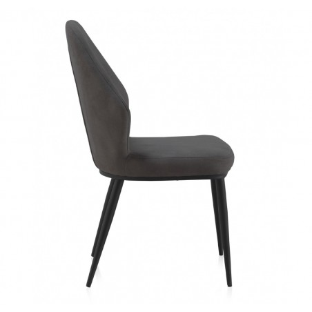 Pack 4 sillas estilo vintage tapizado liso gris oscuro - 48x59x93h