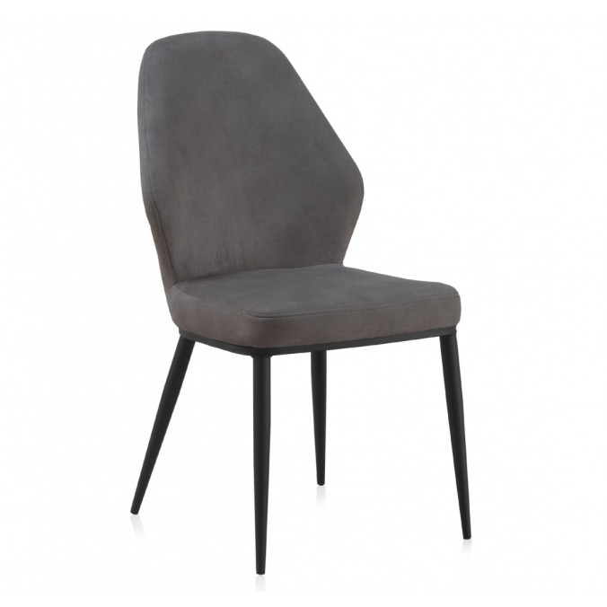 Pack 4 sillas estilo vintage tapizado liso gris oscuro - 48x59x93h