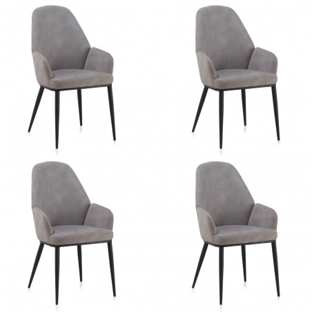 Pack 4 sillones estilo vintage tapizado liso gris claro - 48x59x93h