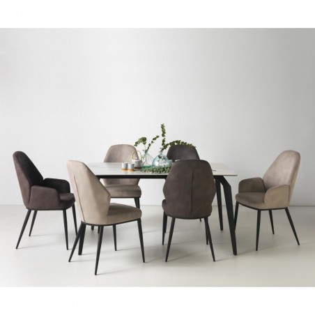 Sillón estilo vintage tapizado liso gris oscuro - 48x59x93h