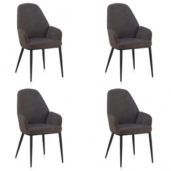 PAck 4 sillones estilo vintage tapizado liso gris oscuro - 48x59x93h