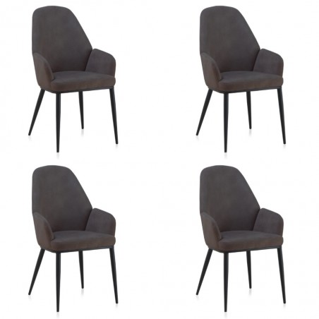 PAck 4 sillones estilo vintage tapizado liso gris oscuro - 48x59x93h