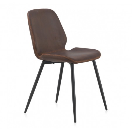 Silla estilo vintage tapizado marrón oscuro - 44x53x81h