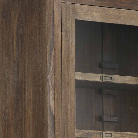 Vitrina estilo rústico 3 cajones y 4 puertas 130x35x190h