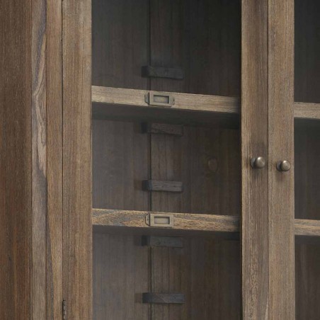 Vitrina estilo rústico 3 cajones y 4 puertas 130x35x190h