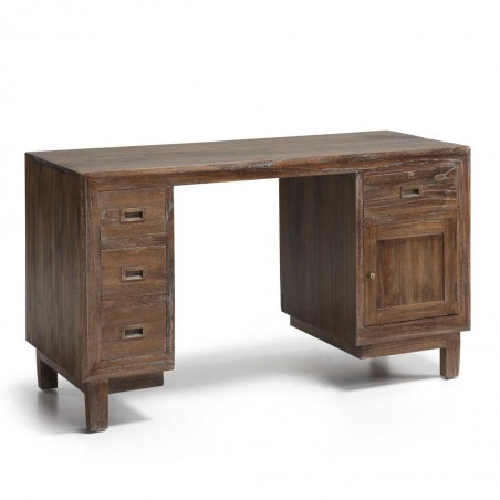Escritorio rústico madera maciza mindi natural oscuro 135x60x76h