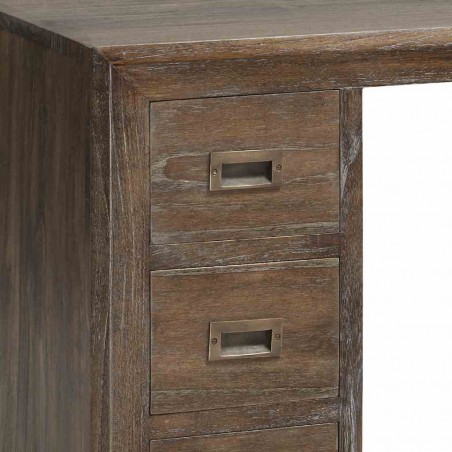 Escritorio rústico madera maciza mindi natural oscuro 135x60x76h