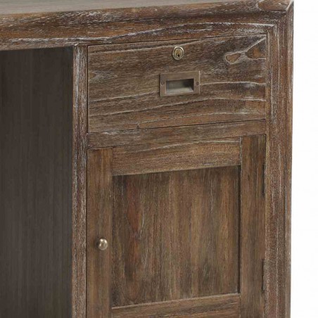 Escritorio rústico madera maciza mindi natural oscuro 135x60x76h